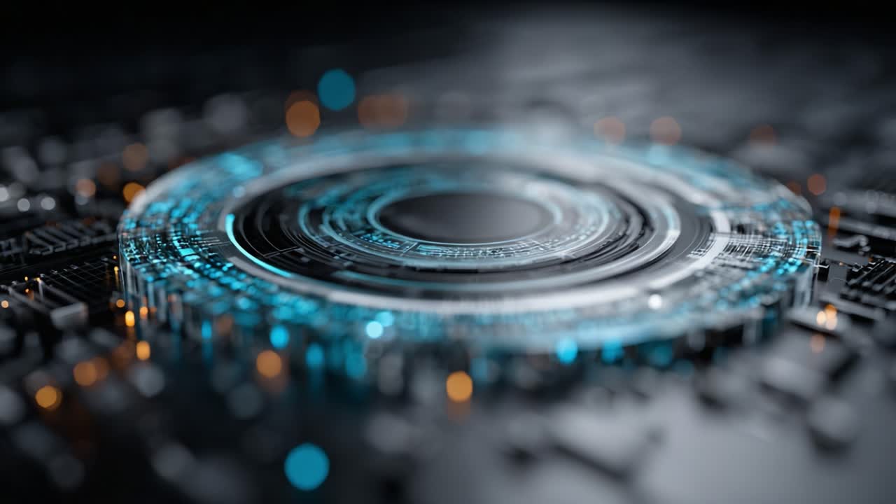 A Stunning Close-Up of a Futuristic Circuit Board Design with Glowing Elements, Showcasing the Intricate Patterns and Vibrant Light Effects of Modern Technology