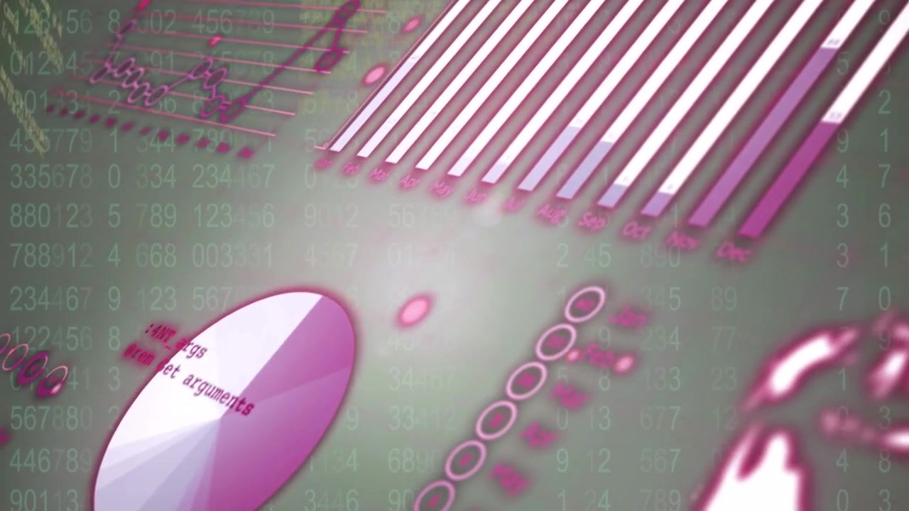 Digitale animatie van statistische gegevensverwerking en binaire codering tegen een grijze achtergrond