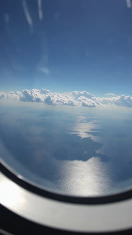 high-altitude view from an airplane window