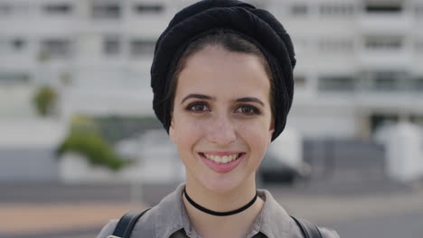 portrait beautiful young muslim girl smiling cheerful enjoying independent carefree lifestyle  cute female student wearing turban real people series