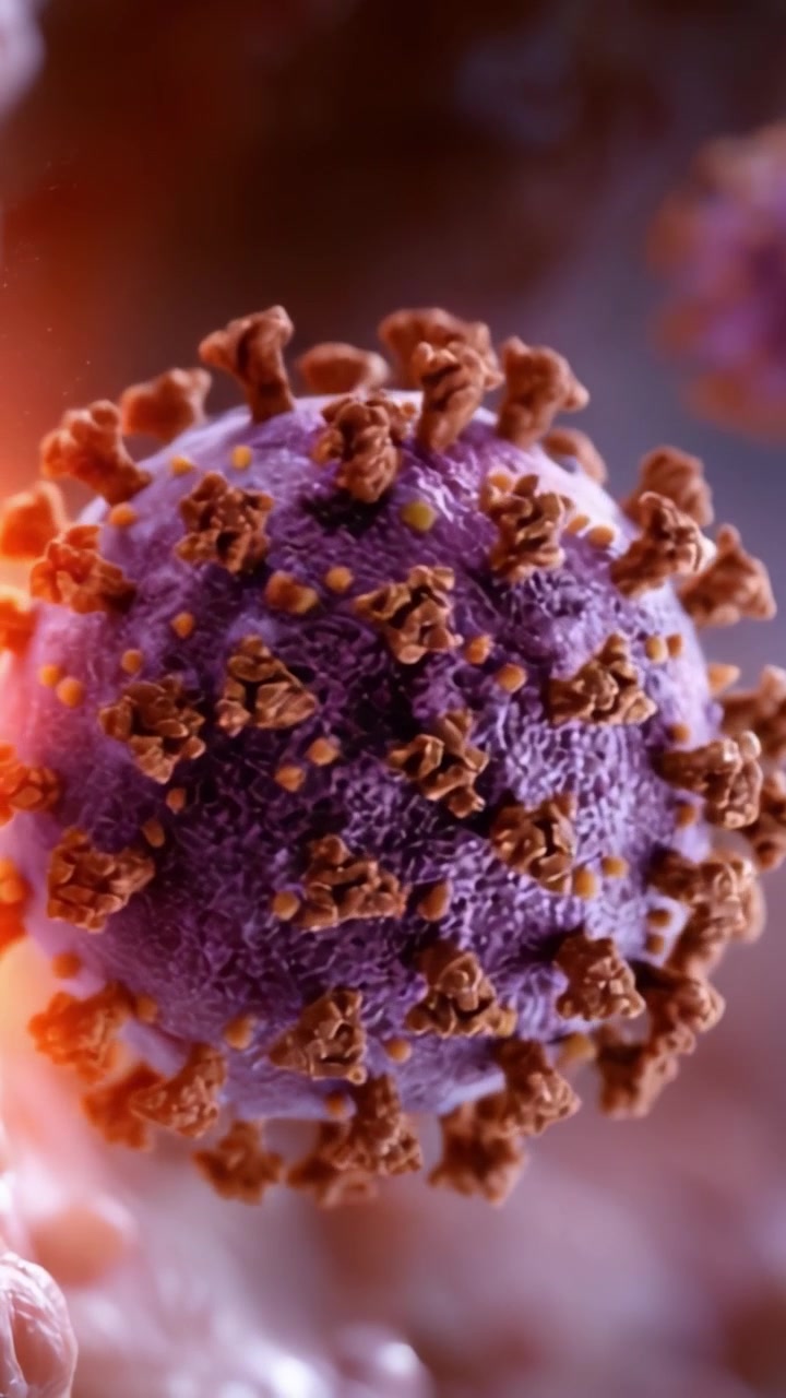 Detailed Visualization of a Virus Structure: Exploring the Complex Surface Features and Intricate Details of a Viral Particle Magnified at the Microscopic Level