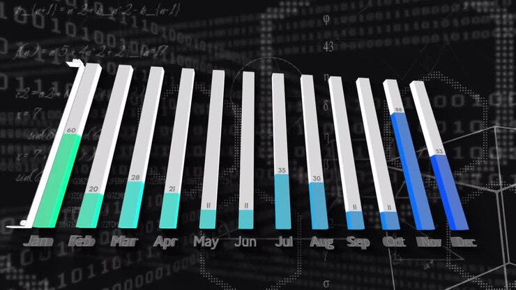 Animation of data processing over black background