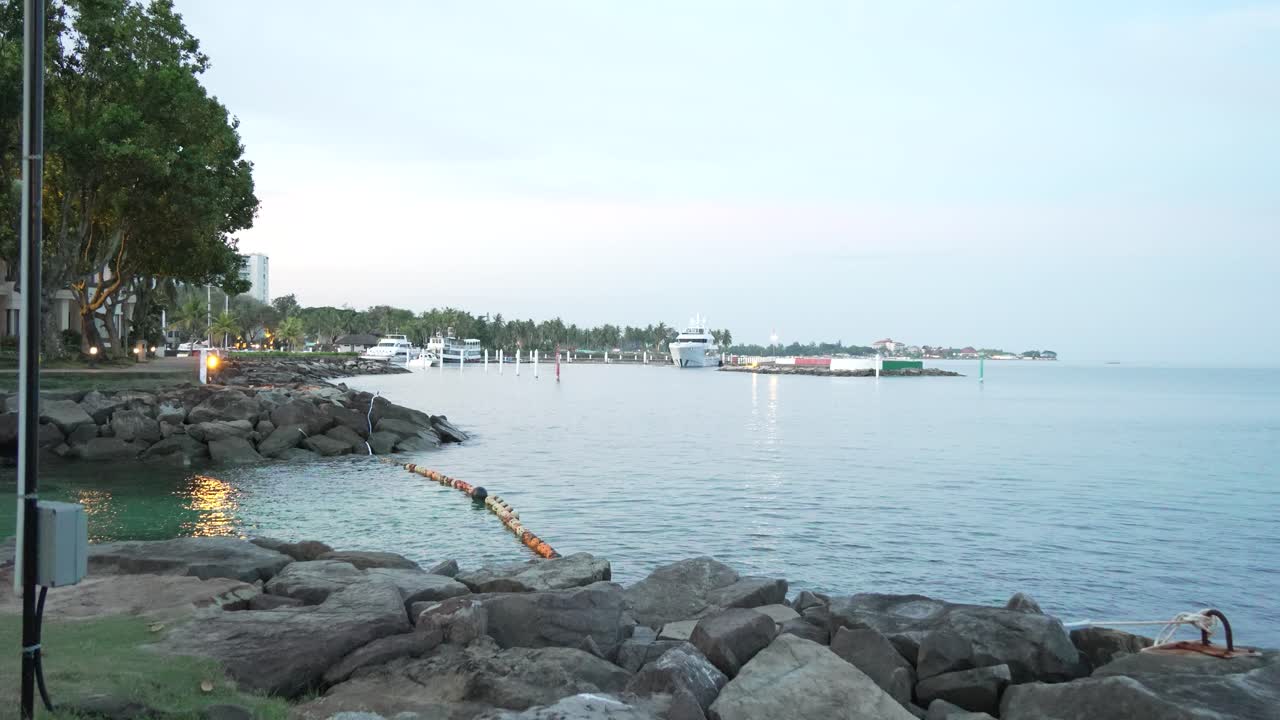 wonderfull Early Morning Sunrise At The Magellan Sutera Resort,Sabah ,This Is The Best Spot For Watching Sunset Or Sunrise Reflection Sun Light On The Open Blue Sea Water