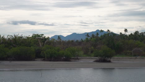 Boat-ride-Nadi-Nausori-Highlands-marina-Tourism-Fiji-Suva-Garden-Island-Taveuni-morning-mountain-peaks-tropical-island-palm-coconut-tree-morning-cloudy-blue-sky-calm-bay-shore-Coral-coastline-static