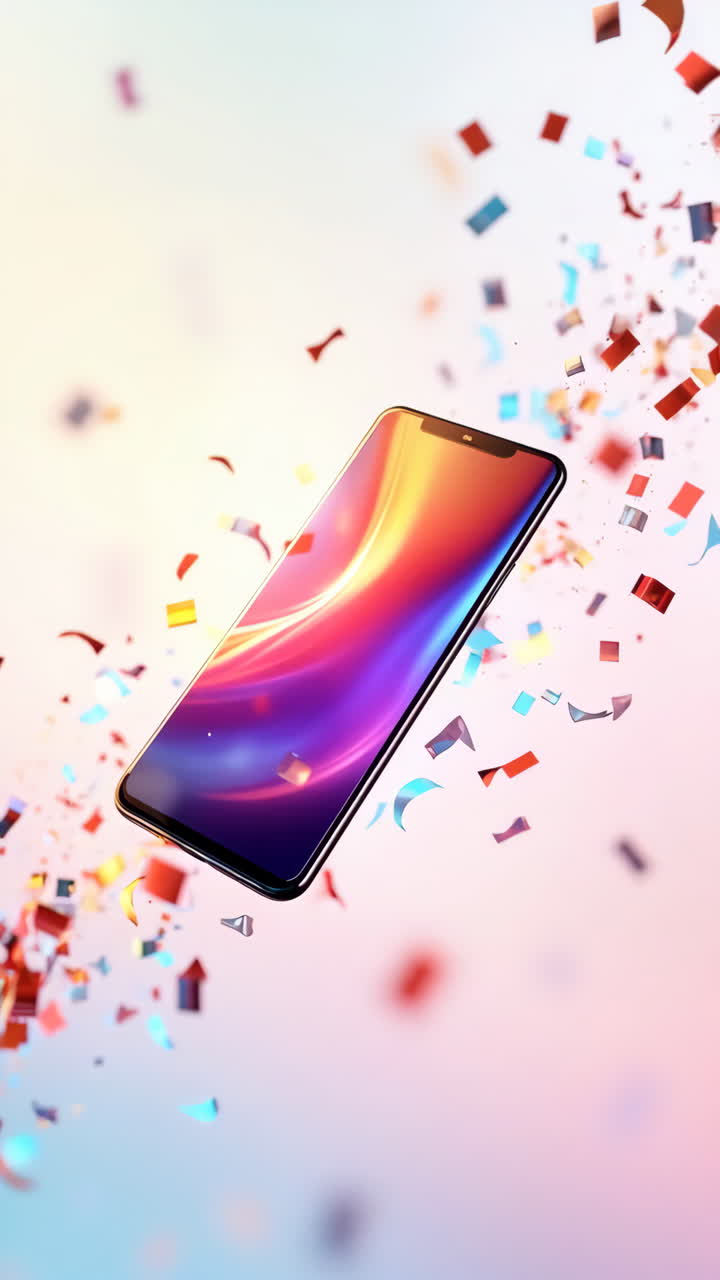 Smartphone with Colorful Confetti | Premium Stock Video Footage