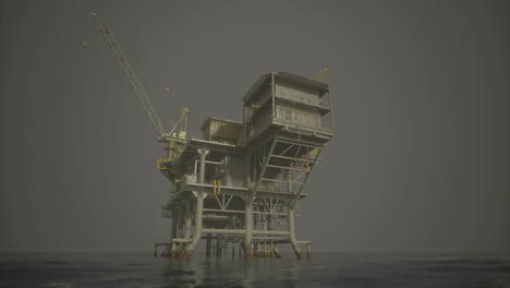 oil rig operating in deep waters during overcast conditions