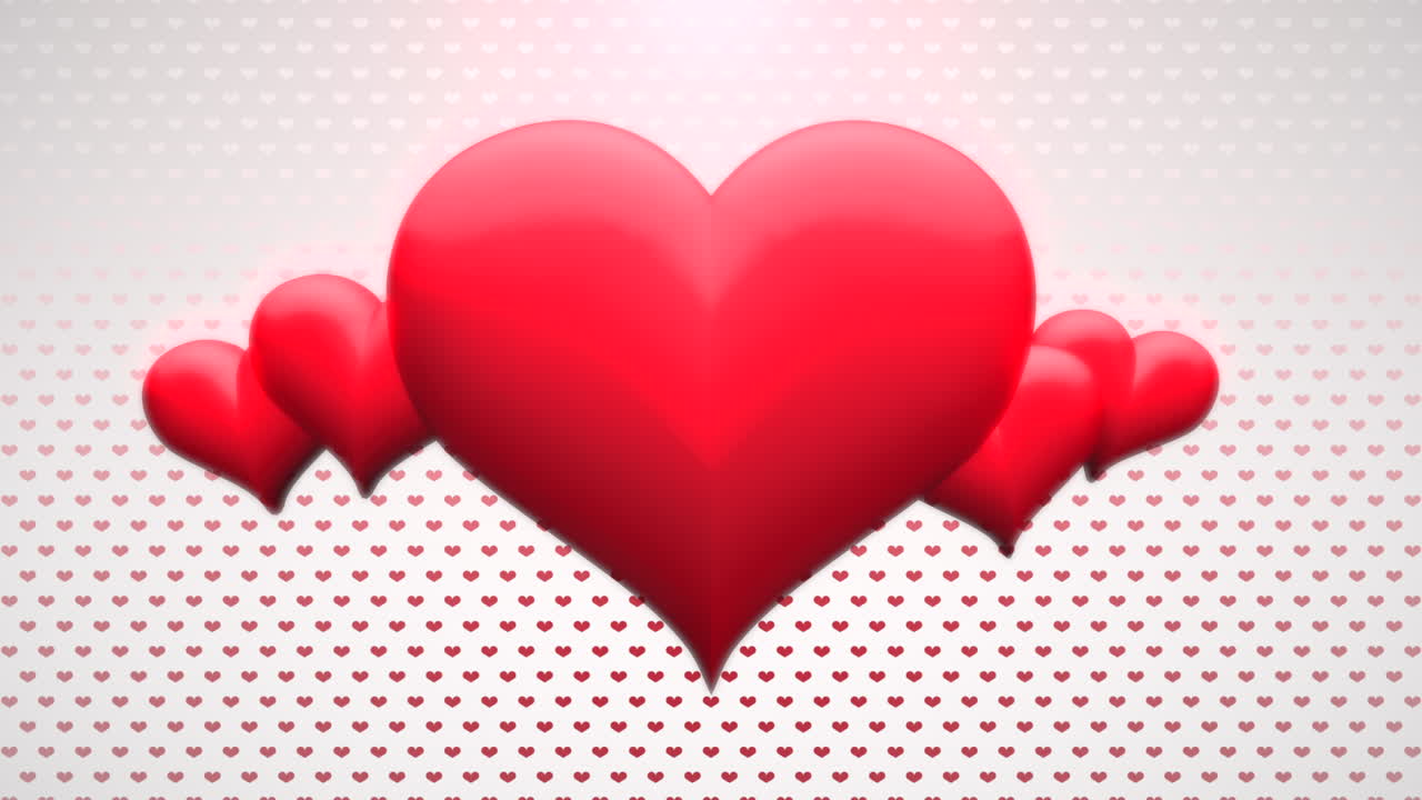 большие и маленькие красные валентинки на сердечках шаблон