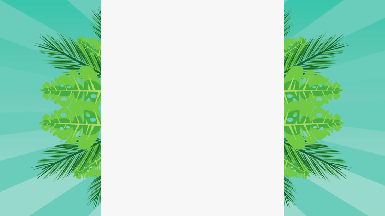 temporada de vacaciones de verano con marco de hojas tropicales