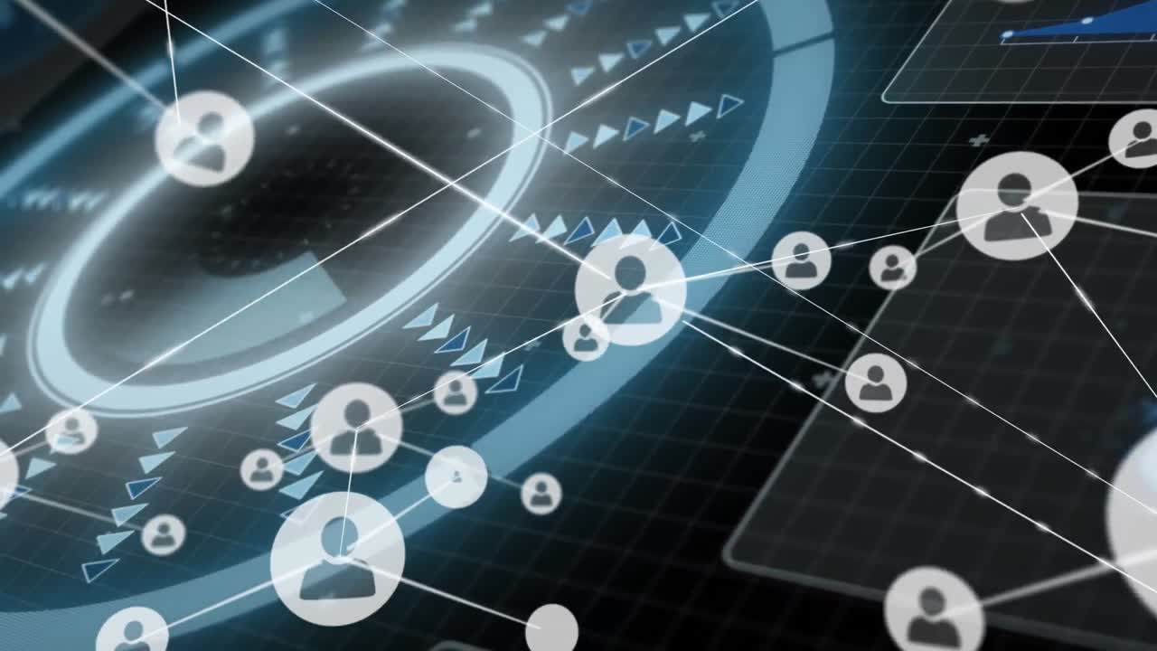 데이터 처리에 대한 아이콘으로 연결 네트워크의 애니메이션