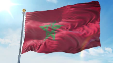 4k-3D-Illustration-of-the-waving-flag-on-a-pole-of-country-Morocco