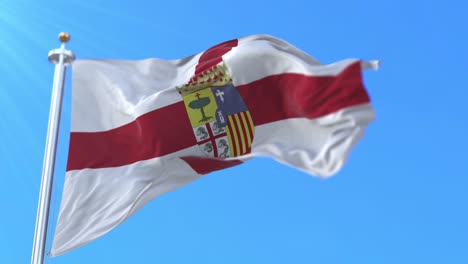 flag of the spanish province of zaragoza in aragón, spain - loop