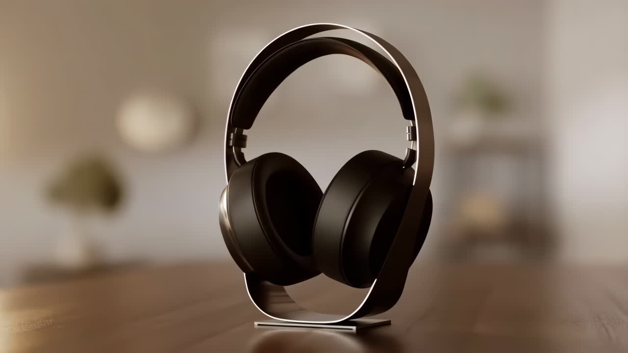 Sleek Black Over-Ear Headphones on Stand