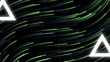 animación de senderos verdes sobre formas geométricas blancas sobre fondo negro