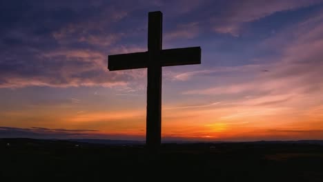 wooden cross silhouetted against a vibrant sunset sky, creating a serene and inspirational atmosphere of faith and hope