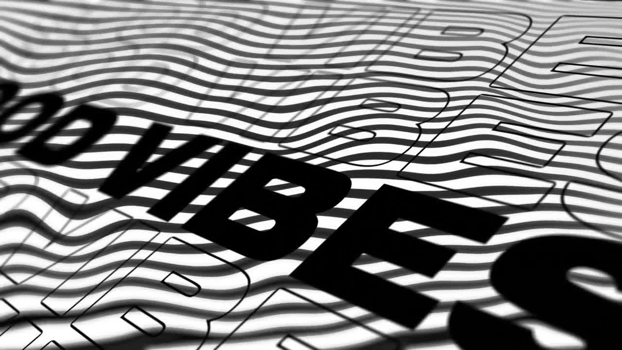 animación de texto y líneas de buenas vibraciones sobre fondo blanco