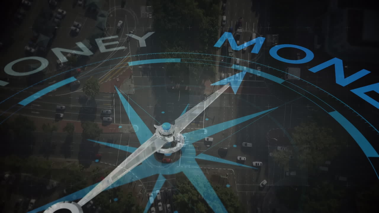 데이터 처리에 대한 텍스트와 함께 나침반의 애니메이션