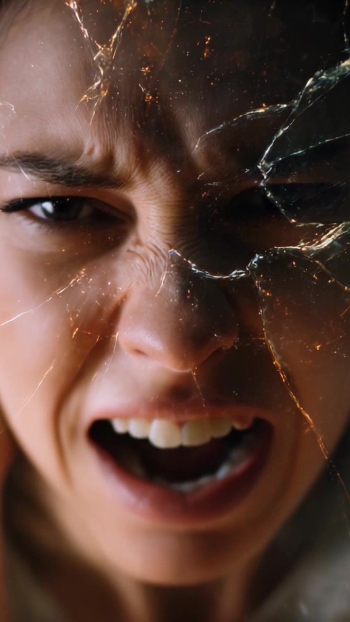 Emotional Distress Captured: A Portrait of Anguish Through a Shattered Lens Highlighting the Depth of Human Pain and Struggle in a Fractured Reality