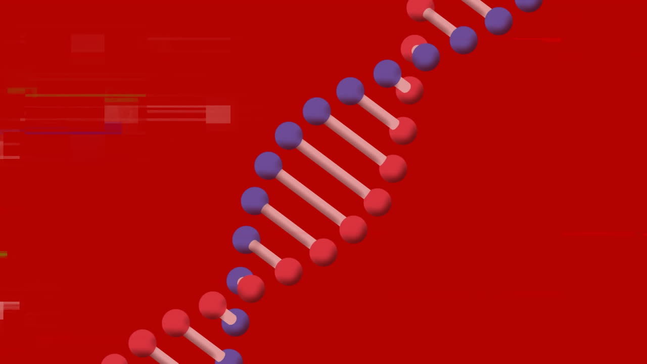 Animation of interference and dna strand on red background