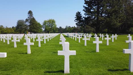 panning shot through the world war two normandy american cemetery in france