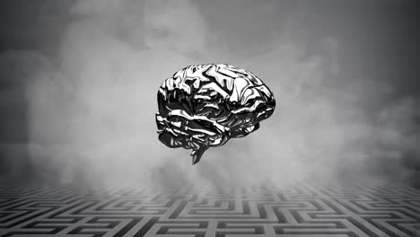 Animation-of-digital-brain-over-maze-and-clouds