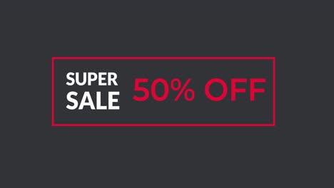 super sale 50% off word animation motion graphic video with alpha channel, transparent background use for website banner, coupon,sale promotion,advertising, marketing 4k footage