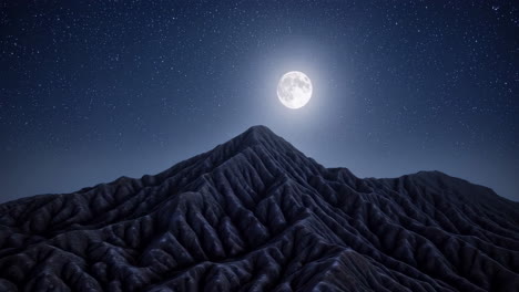 moonlit mountains under a starry night