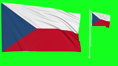 green screen waving czech republic flag or flagpole