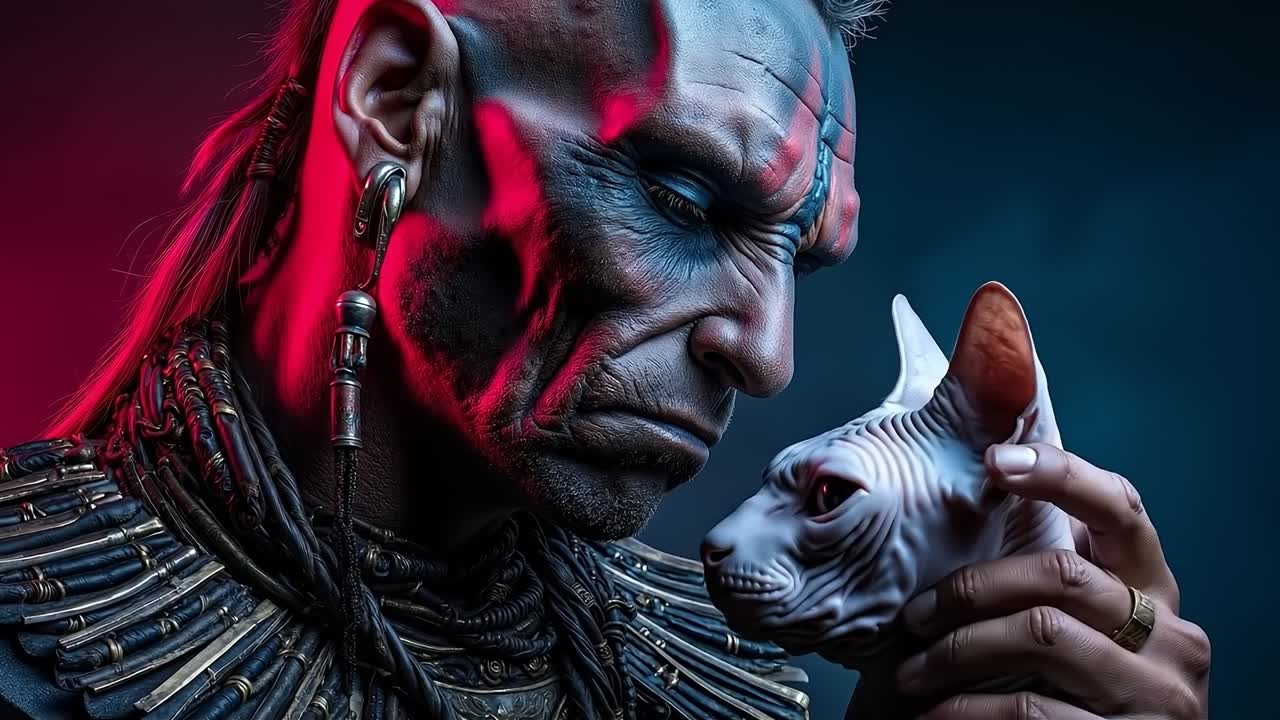 A man holding a cat in his hand