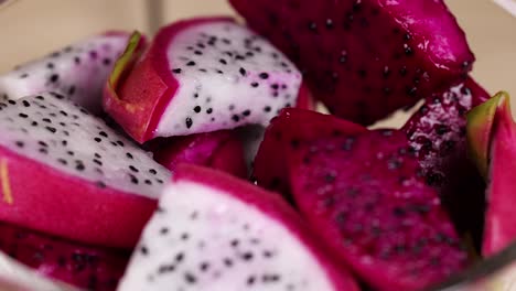 close-up of vibrant dragon fruit slices