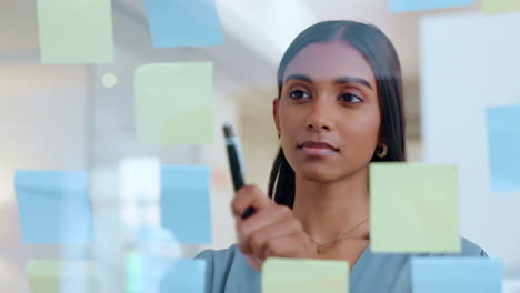 young, thinking business woman planning