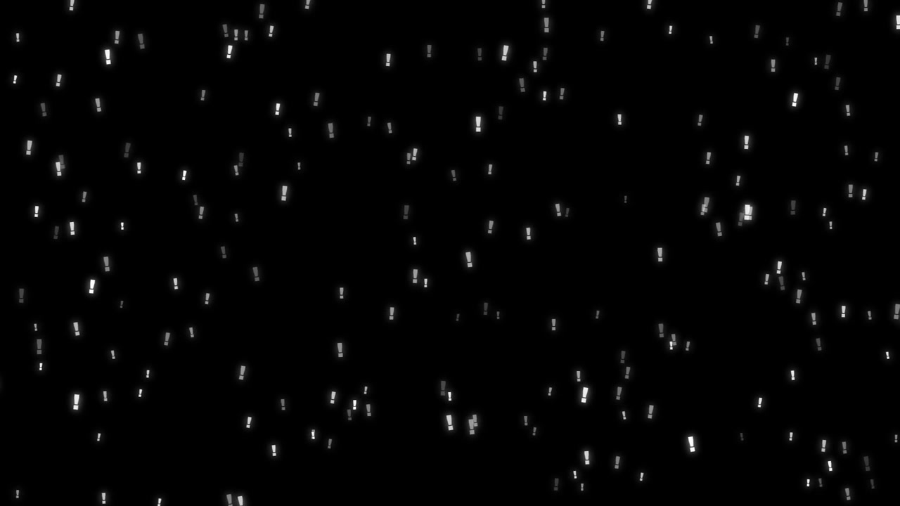 White Exclamation Mark Symbols Falling Against Black Background