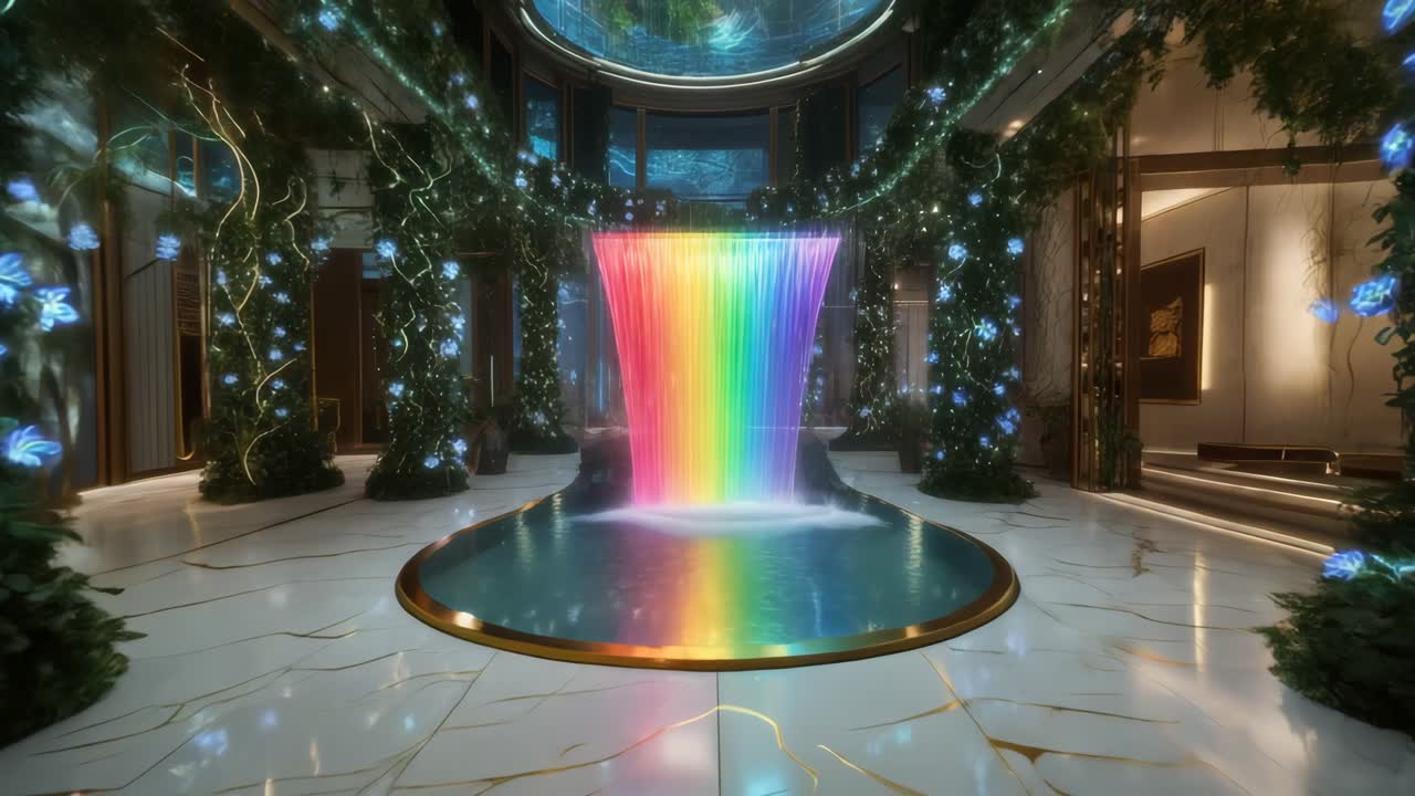 럭셔리 한 저택 의 무지개 폭포