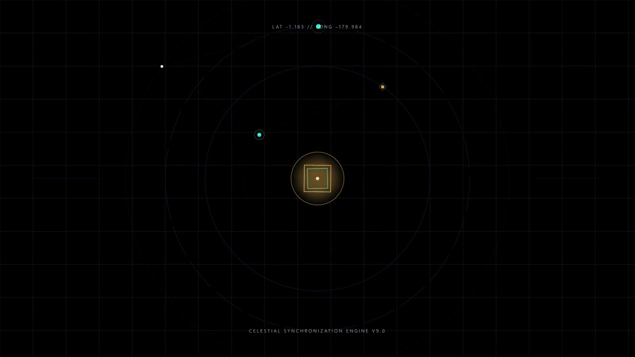 Digital Celestial Synchronization Interface with Rotating Geometric Elements