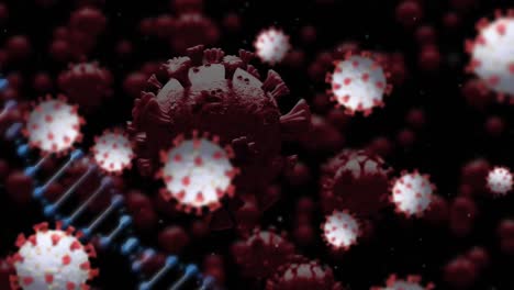 animación de las células del virus sobre la hebra de adn