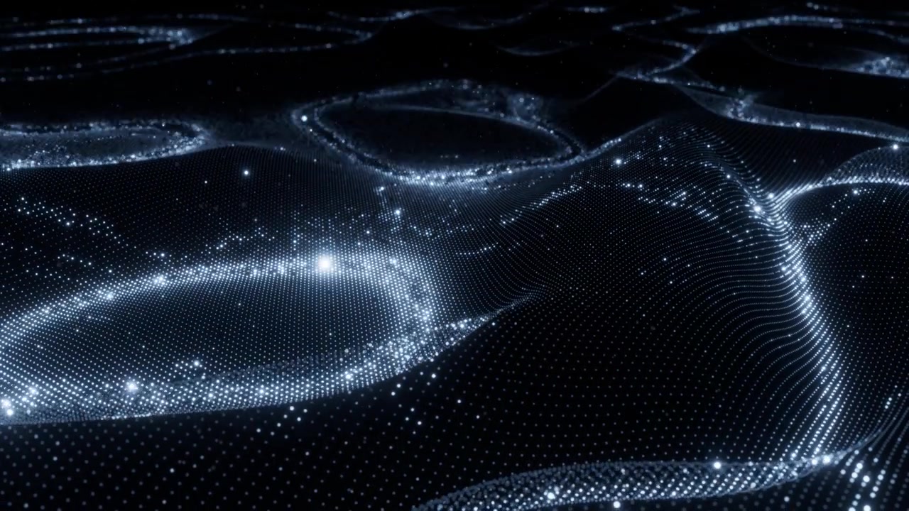 Abstract Glowing Blue Particle Wave Motion Digital Data Landscape