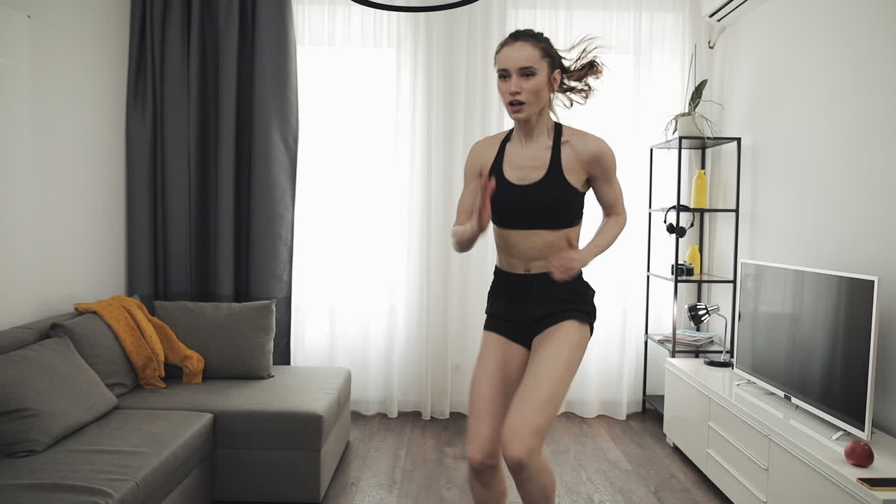 Woman exercising at home
