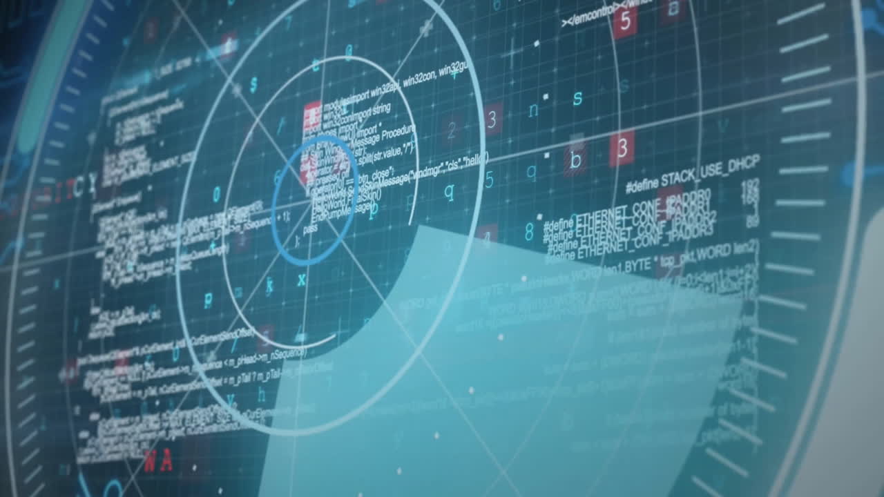 animación del escaneo del alcance sobre el procesamiento de datos sobre fondo negro