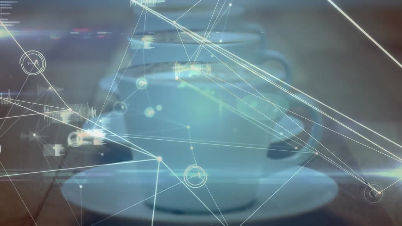 커피 컵을 통해 연결 네트워크와 통계의 애니메이션