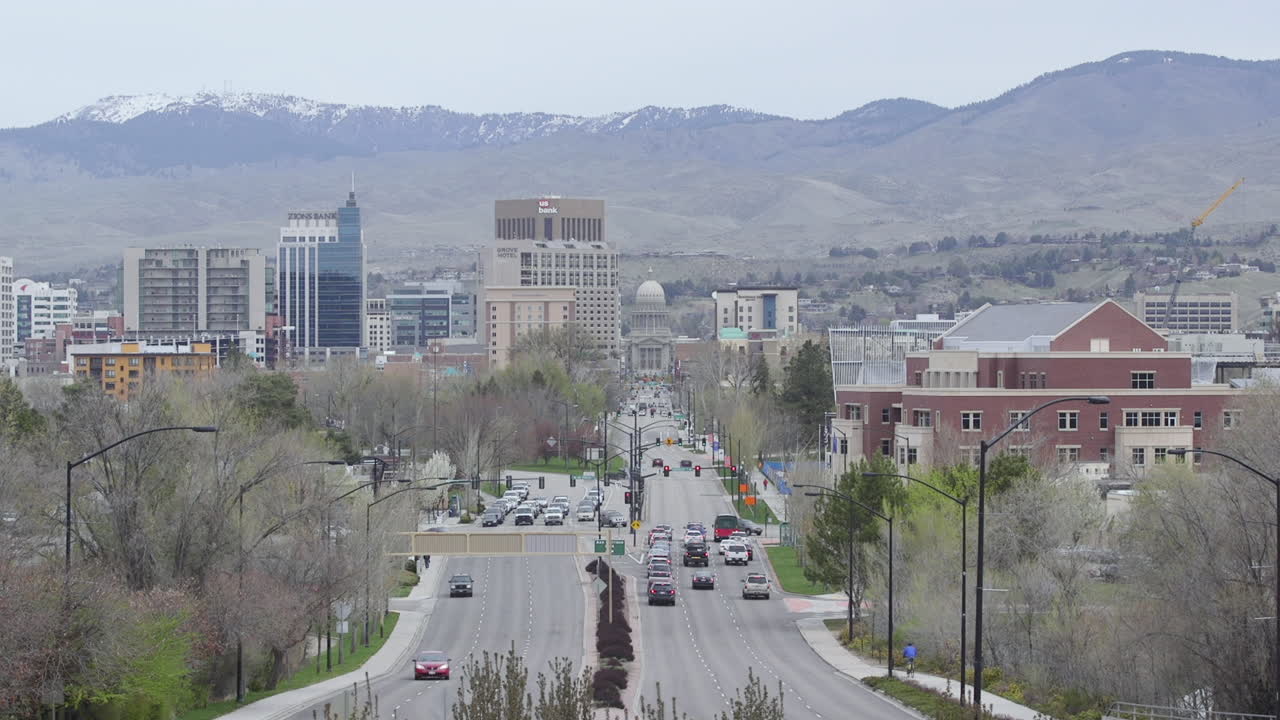 보이시 아이다호 시내 establising 샷입니다. 중간 샷