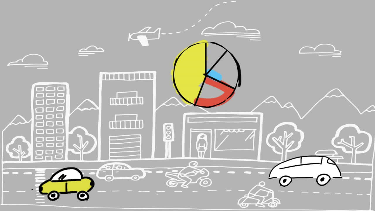 gráfico de pastel y coches