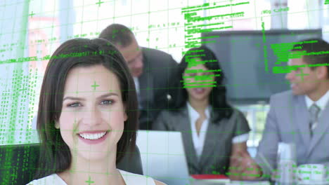 animación del procesamiento de datos sobre la gente de negocios