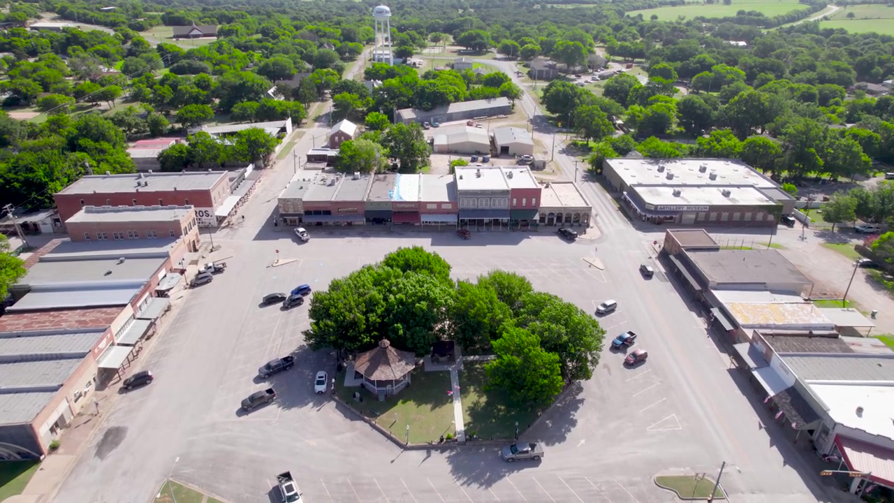 Aerial video of Heritage Park in St Jo, Texas