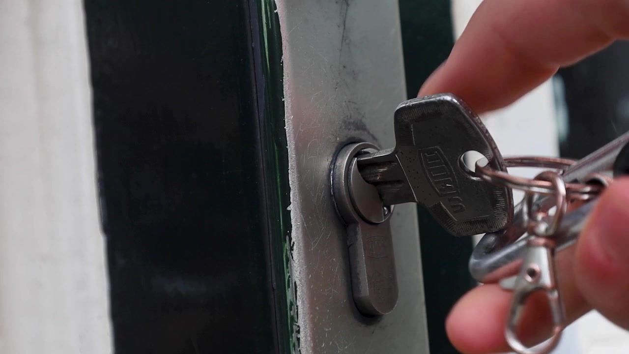 Video turning key inside a lock.