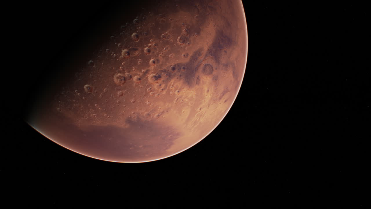 Orbiting Planet Mars in deep space