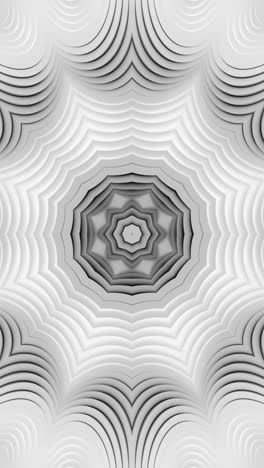 white and black abstract background with circular design. kaleidoscope vj loop vertical