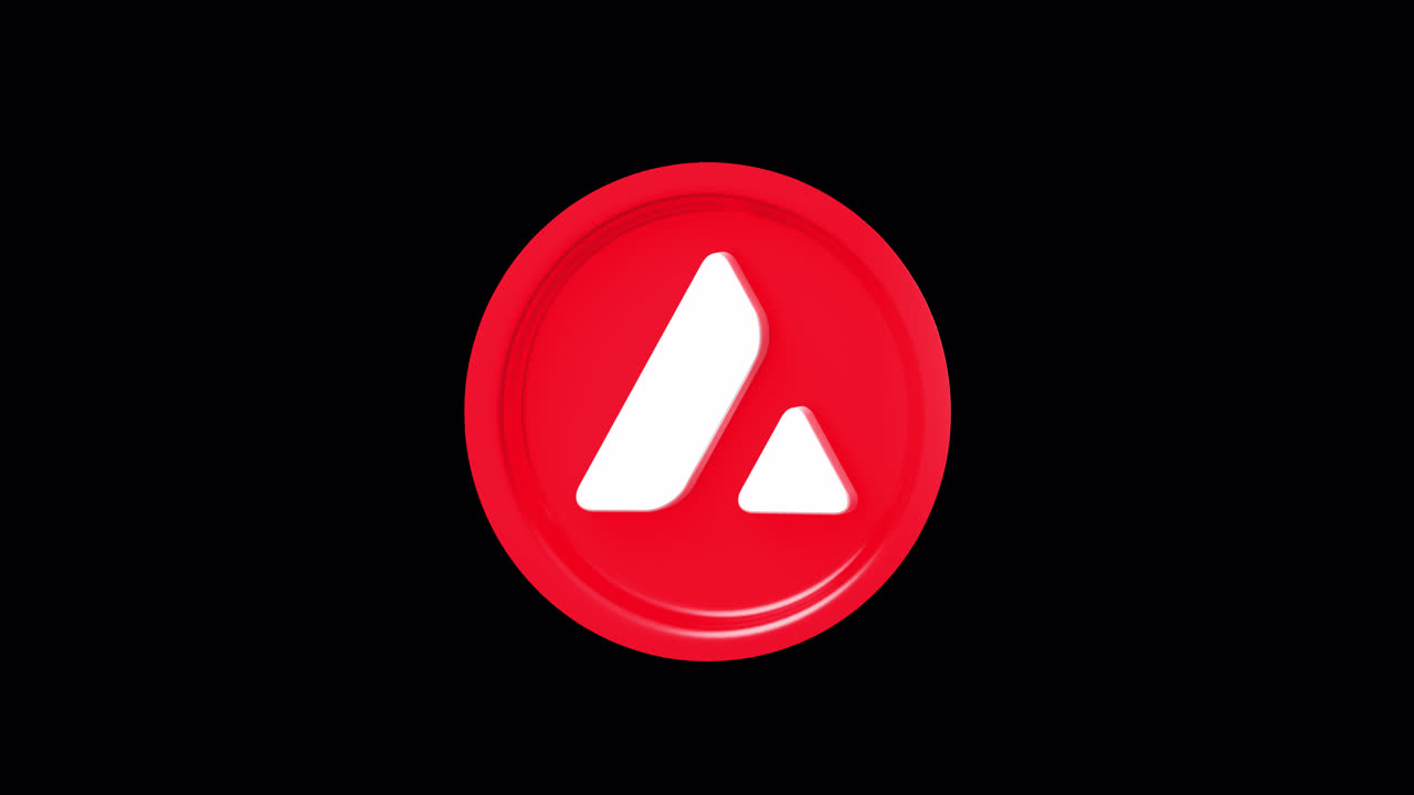3D Animated Avalanche AVAX Cryptocurrency Logo Rotating