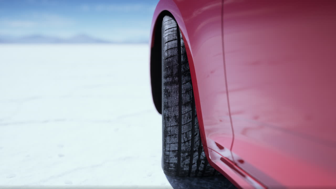 auto sportiva solitaria nel deserto di sale