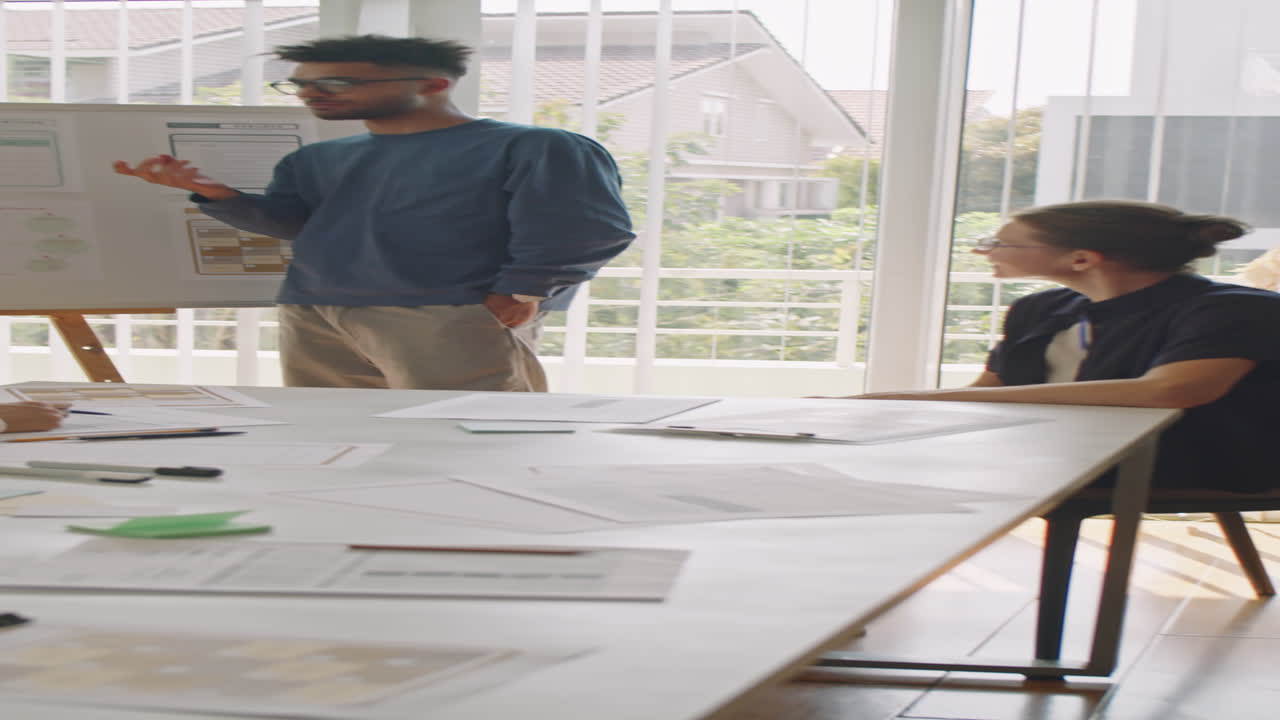 Young Man Giving Presentation by Whiteboard during Lesson