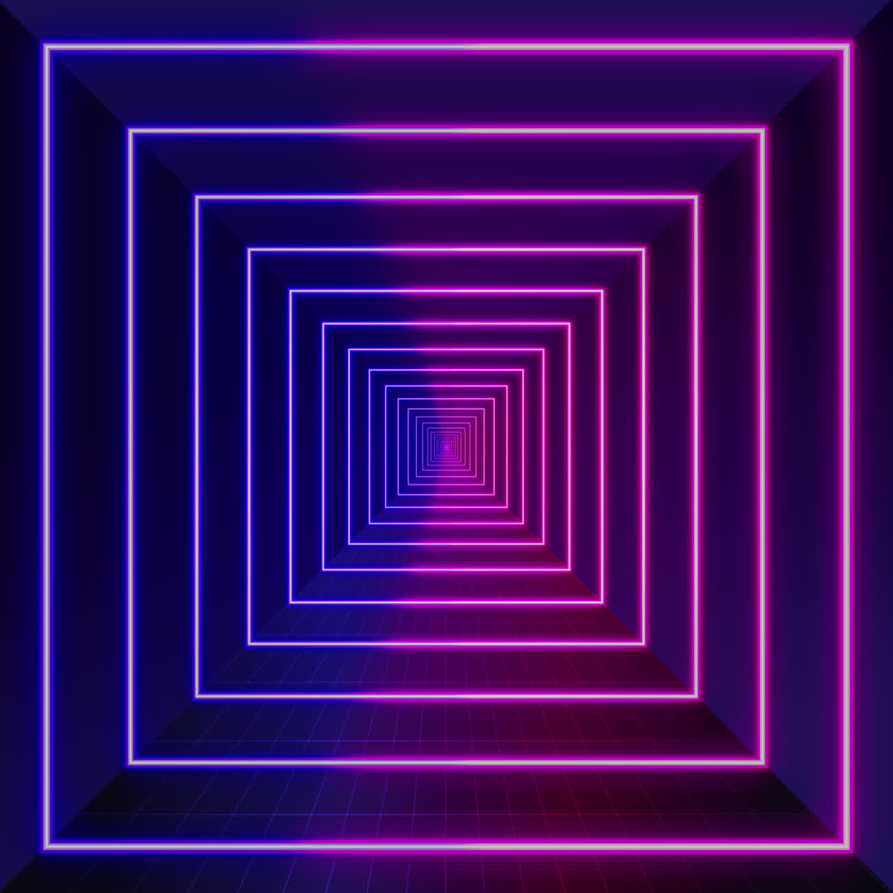 Fundo Abstrato de Túnel Quadrado Neon