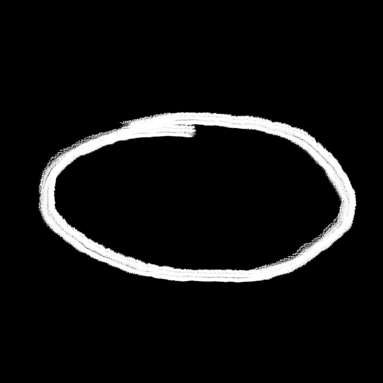 White Hand-Drawn Oval Shape Animating on Black Background